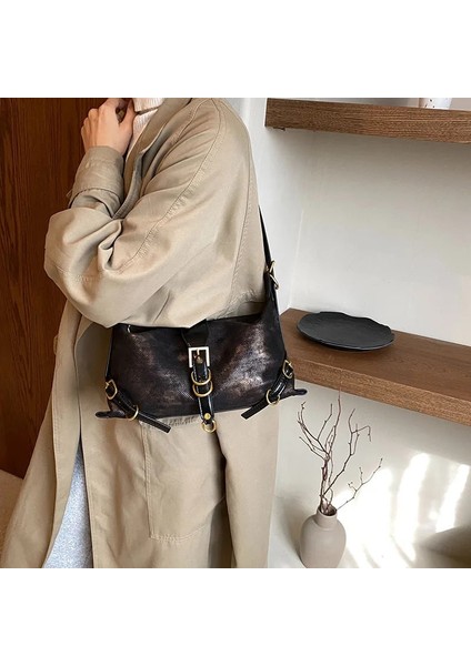 Gri 31X16X7 cm Trendy Y2K Hobos Shouler Crossbody Çanta Kadın Çanta Çantalar 2023 Yeni Vintage Bayan Haberci Çanta Marka Tasarımcısı (Yurt Dışından) fırsatları