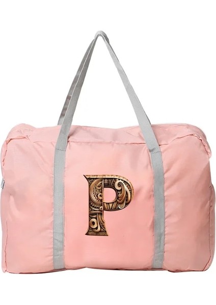 5AHŞAP Sanat Mektubu P Boston Çantası Seyahat Çantaları Organizatörler Büyük Kapasiteli Hafta Sonu Çantası Ahşap Sanat Mektubu Desen Katlanabilir Giysi Saklama Çanta Üzerinde Taşımak (Yurt Dışından)