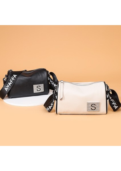 Gök Mavisi Aliwood Trendy Basit Boston Kadın Çanta Hakiki Deri Kadın Crossbody Çanta Mektup Bayanlar Omuz Çantası Yüksek Tasarımcı Çanta (Yurt Dışından)