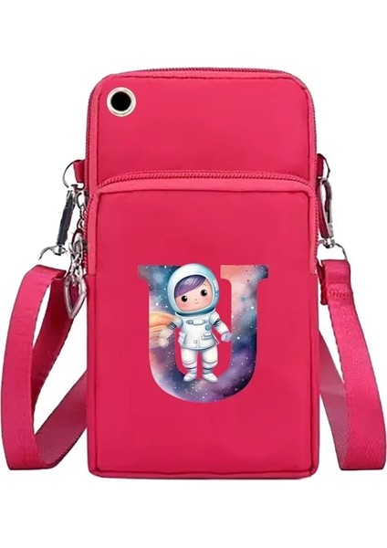 7ASTRONOT Mektubu U Yeni Kadın Eğimli Cep Telefonu Çantası Küçük Crossbody Çanta Kadın Çanta Kanvas Cep Telefonu Çanta Astronot Serisi 2024 Moda (Yurt Dışından)