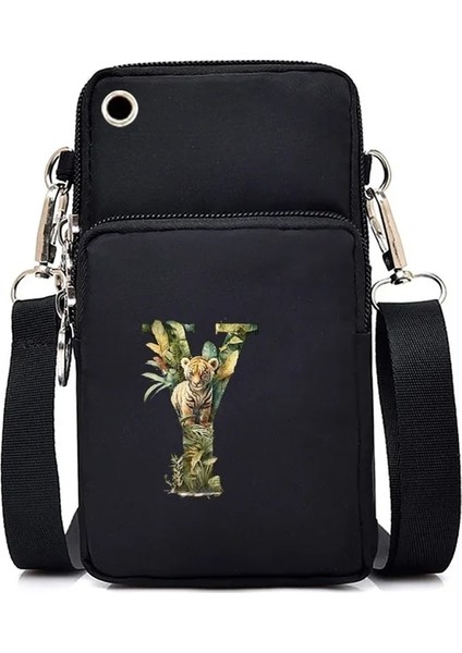 Jungle Tiger Lettery Kanvas Cep Telefonu Çanta Küçük Crossbody Çanta Cep Telefonu Çantası Kadın Çanta Jungle Tiger Serisi Seyahat Omuz Çantası 2024 Yeni (Yurt Dışından)