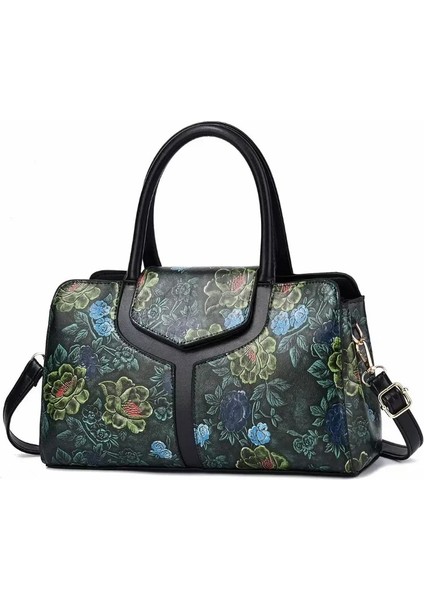 Gösterildiği Gibi 3 Moda Omuz Çantası Kadınlar Için Retro Çiçek Desen Taşınabilir Satchel Pu Işe Gidiş Lüks Boston Kadın Crossbody Çanta (Yurt Dışından) modelleri