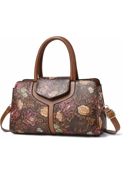 Gösterildiği Gibi 3 Moda Omuz Çantası Kadınlar Için Retro Çiçek Desen Taşınabilir Satchel Pu Işe Gidiş Lüks Boston Kadın Crossbody Çanta (Yurt Dışından) fırsatları