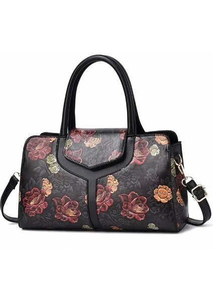 Gösterildiği Gibi 3 Moda Omuz Çantası Kadınlar Için Retro Çiçek Desen Taşınabilir Satchel Pu Işe Gidiş Lüks Boston Kadın Crossbody Çanta (Yurt Dışından) indirimleri