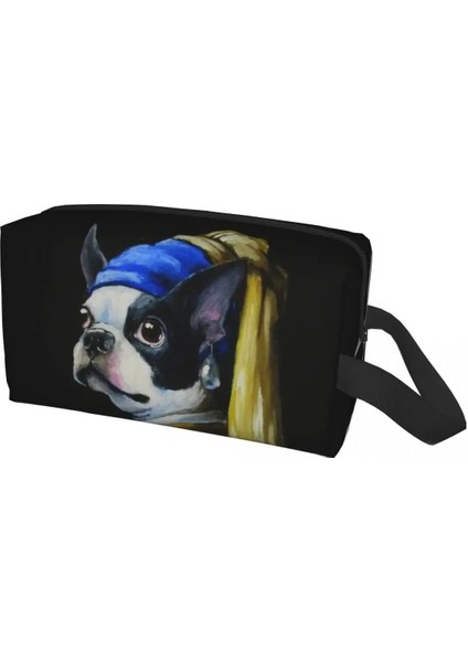 Hzb-A-41 25.5X16X12.5CM Inci Küpeli Makyaj Çantası Kadınlar Için Seyahat Kozmetik Organizatör Moda Karikatür Boston Terrier Köpek Saklama Tuvalet Çantaları (Yurt Dışından) fiyatları