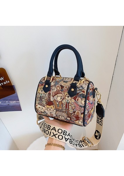 Mavi Moda Boston Yastık Çanta, Hafif Lüks Kıdemli Sense Taşınabilir, Bir Omuz Çapraz Vücut, Kadınlar Için Sevimli Ayı Desen Çanta (Yurt Dışından)