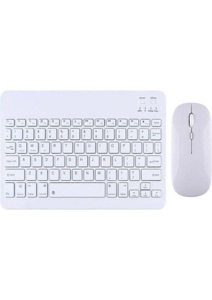 Samsung Galaxy Tab A6 T280 T280Q 7" Uyumlu Kablosuz Bluetooth Şarjlı Mini Q Klavye Mouse Set - Beyaz