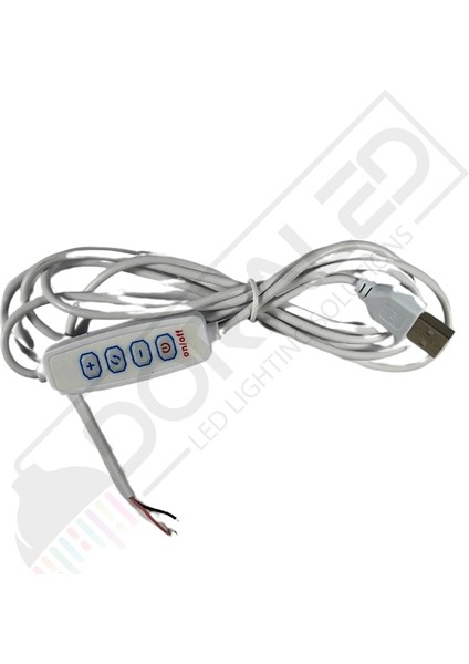 Çift Renk 100 cm Dimmer'li USB Erkek Kablo 2 Amper On/off Switch'li Ucu Açık Dim Edilebilir USB Kablo