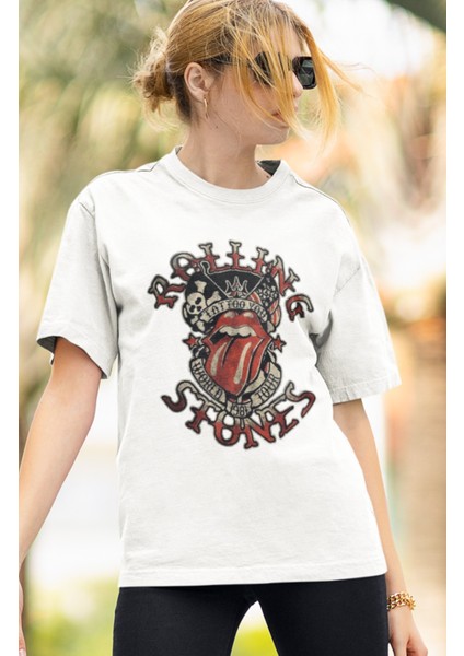 Rolling Stones Baskılı T-Shirt, Unisex Rock Metal Müzik Temalı Tişört modelleri