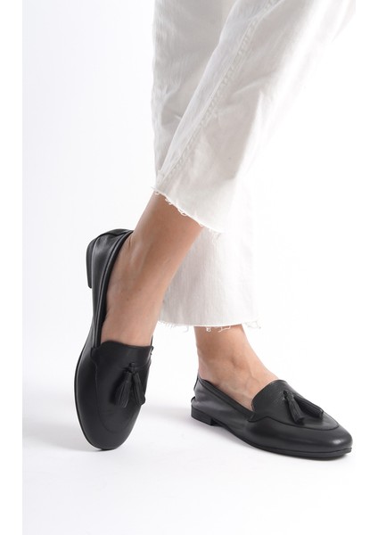 Mubiano Hakiki Deri Collection Kadın Babet Siyah -MCMNG2455-S