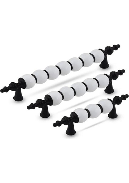 Polimer Boncuk Lüks Modern Dolap Çekmece Kulpları (192 mm ) Siyah Boncuk (19,2 Cm)- 2 adet