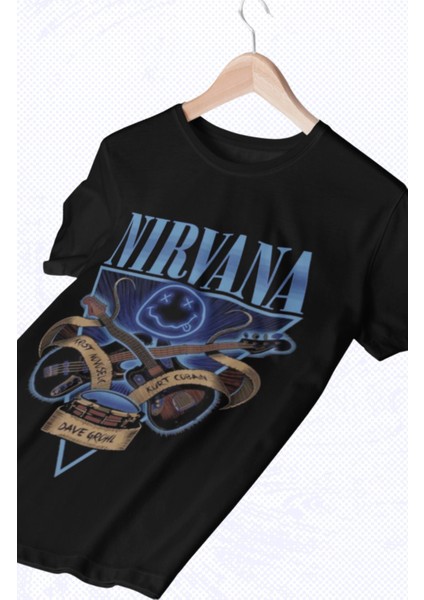 Unisex Oversize Nirvana Baskılı Tişört, Rock Metal Temalı T-Shirt