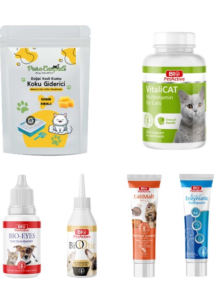 Kedi Kumu Koku Giderici(Marsilya Sabunu) ve Bakım Seti (Vitamin,göz,kulak,ağız,kıl Yumağı Önl.)