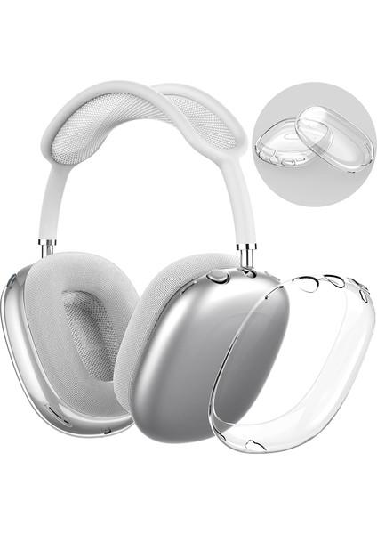 AirPods Max Kulaklıklarla Uyumlu Airmax ile Uyumlu Kılıf Kapağı, Şeffaf Yumuşak Tpu Kılıf Kapağı Silikon Üst Kapak, (Şeffaf )