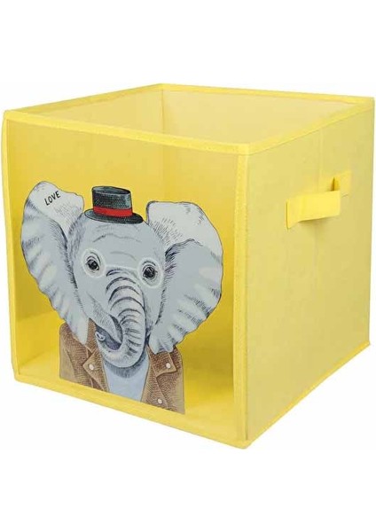 Fil Desenli Pvc Kutu 30X30 cm Çok Amaçlı Sepet