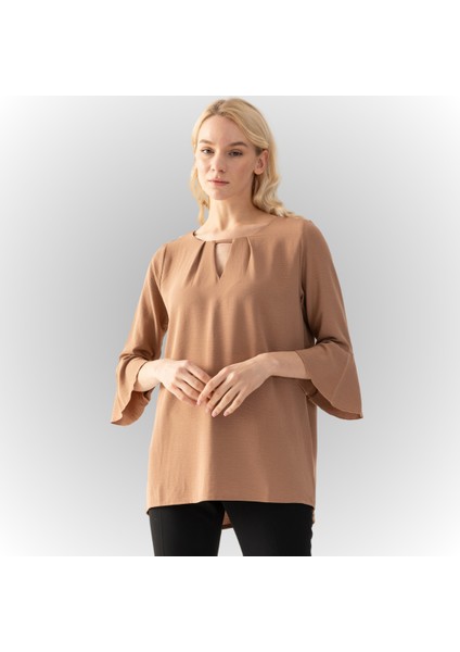 Kadın Vizon Damla Yaka Yarım Kol Salaş Kesim Aerobin Tunik