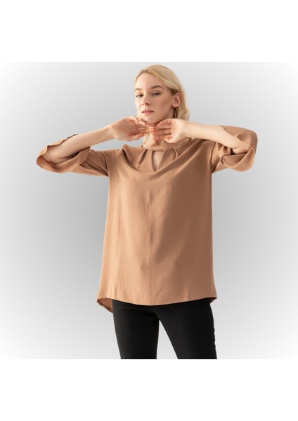 Kadın Vizon Damla Yaka Yarım Kol Salaş Kesim Aerobin Tunik fiyatları