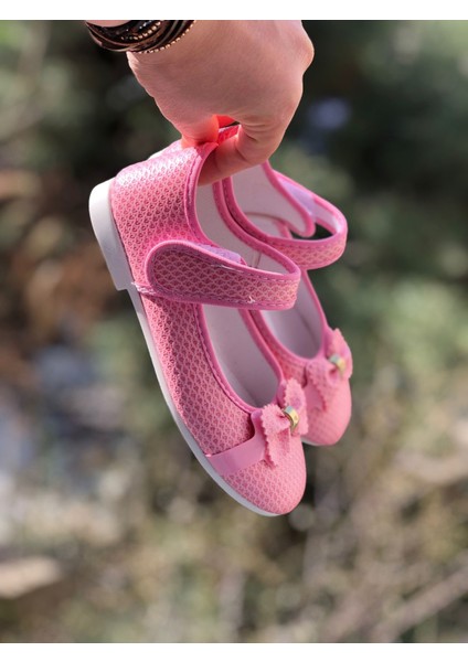 Kız Çocuk Cırt Cırtlı Pembe Babet , Fiyonk Detaylı Babet,kaydırmaz Taban Babet modelleri