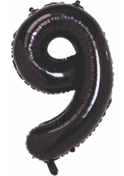9 Rakam Siyah Folyo Balon 80 cm