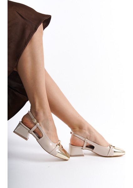 MBBTR401-DR Kadın Arkası Açık Toka Detay Küt Burun Dore Sandalet & Babet modelleri