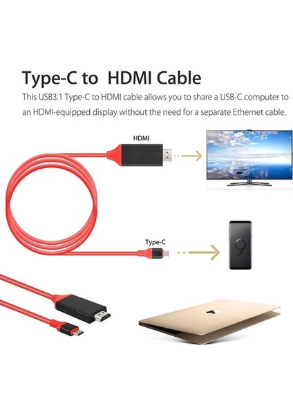 FHD34 Type-C HDMI Kablo Telefonu Televizyona Bağlantı Kablosu