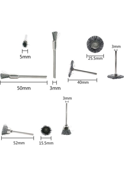 Dremel Proxxon Uyumlu 5 Parça Çelik Tel Fırça Seti Pas Kir Temizleme Zımparalama Kalıpçı Seti