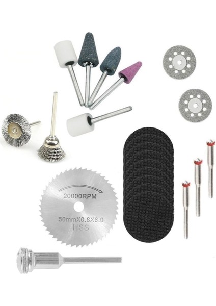 Dremel Benzeri Vız Vız Makinaları Için Kesici Mini Disk Seti Tel Fırça Kum Zımpara 20 Parça