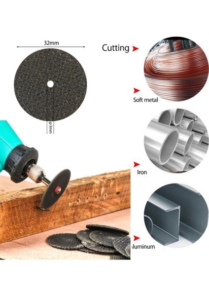 Dremel Benzeri Vız Vız Makinaları Için Kesici Mini Disk Seti Tel Fırça Kum Zımpara 20 Parça