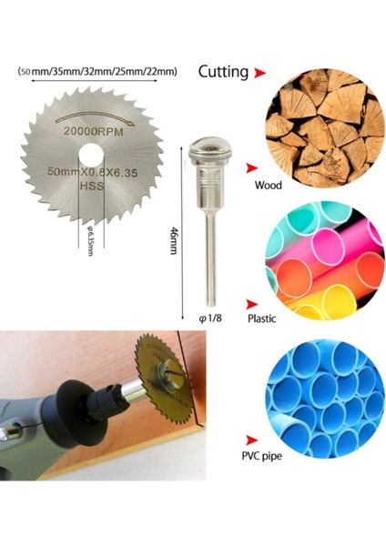 Dremel Benzeri Vız Vız Makinaları Için Kesici Mini Disk Seti Tel Fırça Kum Zımpara 20 Parça