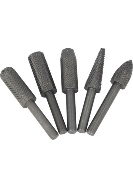 Metal Aşındırma Törpü 5li Uç Seti Ince Diş 6 mm Şaft Döner Matkap Ucu