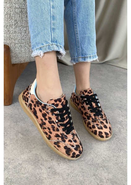Kadın Panet Ince Tabanlı Spor Ayakkabı - Leopar
