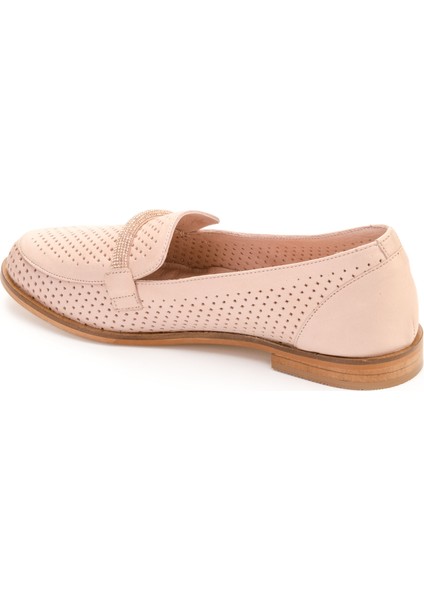 Kadın Hakiki Deri Günlük Şık Tokalı Klasik Loafer Babet Ayakkabı