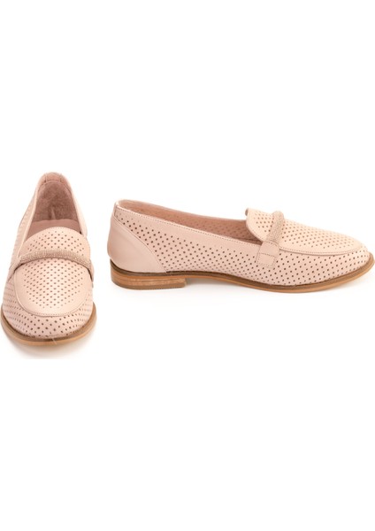 Kadın Hakiki Deri Günlük Şık Tokalı Klasik Loafer Babet Ayakkabı