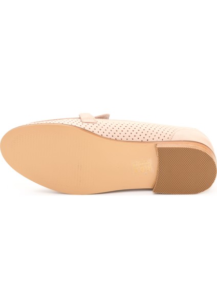 Kadın Hakiki Deri Günlük Şık Tokalı Klasik Loafer Babet Ayakkabı
