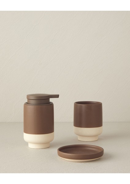 Alura Stoneware Banyo Seti Kahverengi