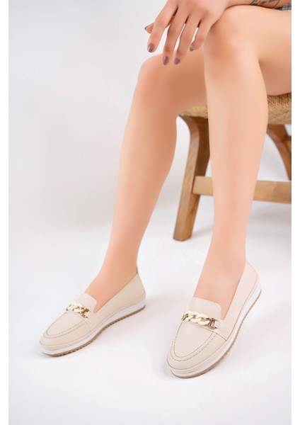 Dolgu Topuk Krem Cilt Ayakkabı fiyatları