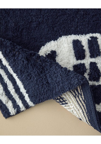 Fishbone Pamuklu Banyo Paspası Lacivert-Beyaz fiyatları