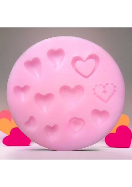 11'li Farklı Figür ve Dokularda Kalpler Silikon Kalıp Seti