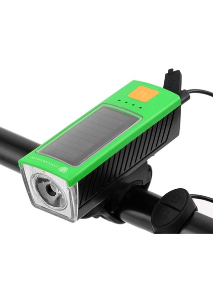 Bisiklet Kutusu Güneş Bisiklet LED Işık USB Şarj 400 Lümen 1200 Mah 120DB Korna Işık Bisiklet Ön Işık Bisiklet B (Yurt Dışından)