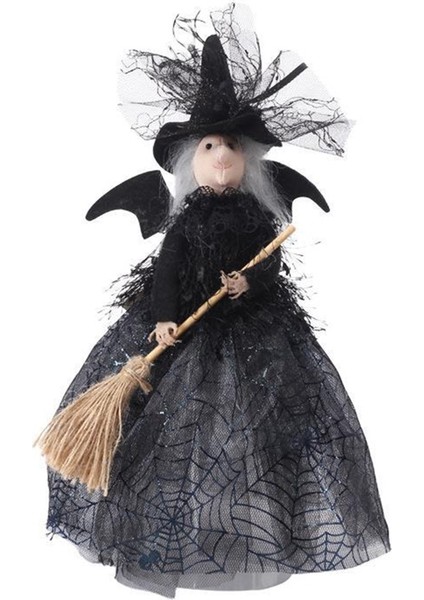 Cadılar Bayramı Cadı Dekorasyon 11 Inç Cadı Bebek Cadılar Bayramı Peçe Cadı Bebek Cadı Şapkası ve Cadı Süpürge Siyah (Yurt Dışından)