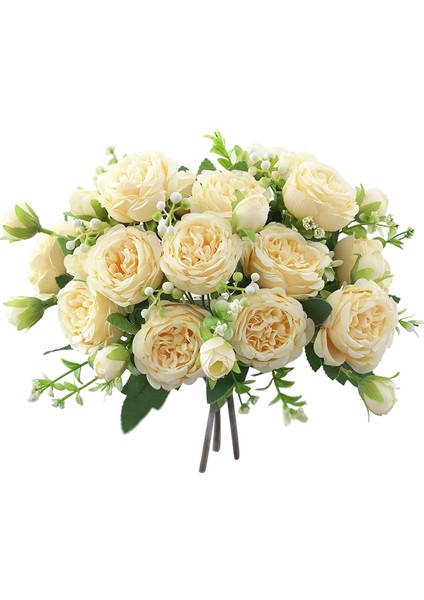 Dekorasyon Için 3 Demet Yapay Çiçek Gül Sahte Buket Dekor Çiçek Düzenlemeleri Düğün Şampanya (Yurt Dışından)