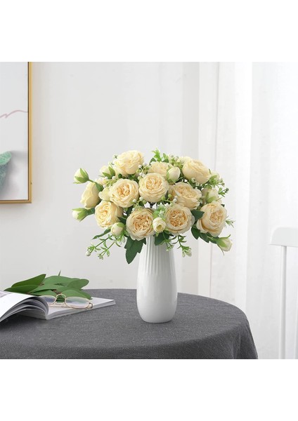 Dekorasyon Için 3 Demet Yapay Çiçek Gül Sahte Buket Dekor Çiçek Düzenlemeleri Düğün Şampanya (Yurt Dışından) modelleri