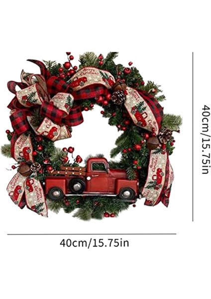 Kırmızı Kamyon Noel Çelenkler Ön Kapı Için Rustik Noel Resif Noel Çelenk Noel Çelenk Süslemeleri (Yurt Dışından)