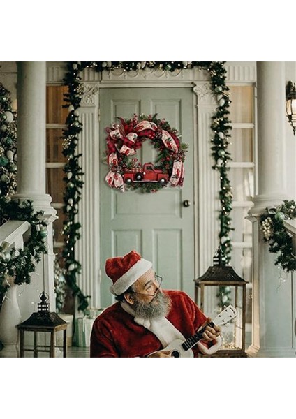 Kırmızı Kamyon Noel Çelenkler Ön Kapı Için Rustik Noel Resif Noel Çelenk Noel Çelenk Süslemeleri (Yurt Dışından)