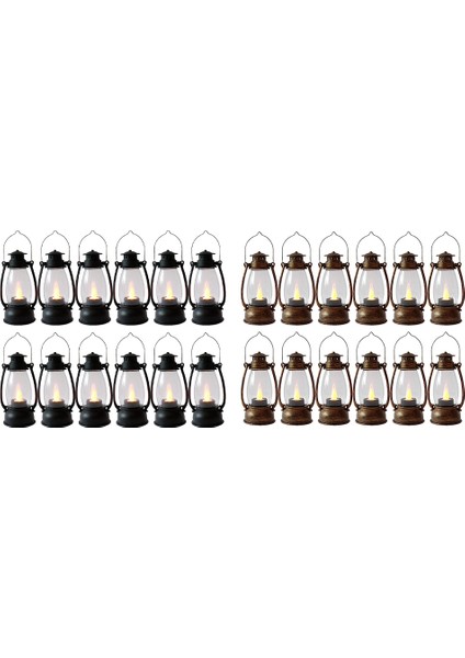 Vintage Mum Fenerler Kapalı 12 Adet Mini Fener Titreşimsiz Mumlar ile Küçük Asılı Fenerler Ev Dekor Için Siyah (Yurt Dışından)