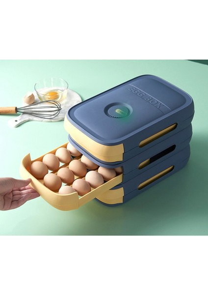 Çekmeceli Tip Yumurta Saklama Kutusu Buzdolabı-Saklama Kutusu Dumpling Kutusu Yumurtalık Üst Üste Bindirilebilen Rulo Yumurta Kutusu(Mavi),организаторы Hmoe (Yurt Dışından)