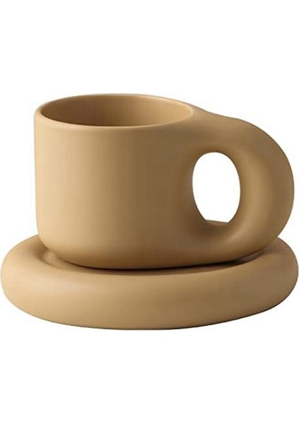 Seramik Kupa Tombul Kahve Kupa Sevimli Çay Bardağı Tabağı ile Yenilik Sevimli Yağ Kolu Bardak Seti Ev Dekor Ofis Için,запасные Части Для Кофемашины (Yurt Dışından)