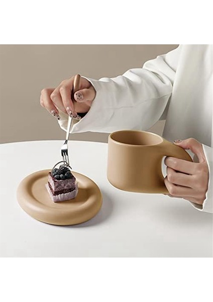 Seramik Kupa Tombul Kahve Kupa Sevimli Çay Bardağı Tabağı ile Yenilik Sevimli Yağ Kolu Bardak Seti Ev Dekor Ofis Için,запасные Части Для Кофемашины (Yurt Dışından) fiyatları
