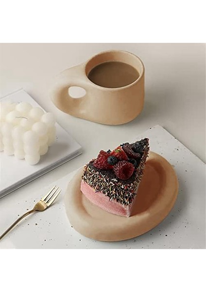 Seramik Kupa Tombul Kahve Kupa Sevimli Çay Bardağı Tabağı ile Yenilik Sevimli Yağ Kolu Bardak Seti Ev Dekor Ofis Için,запасные Части Для Кофемашины (Yurt Dışından) fırsatları