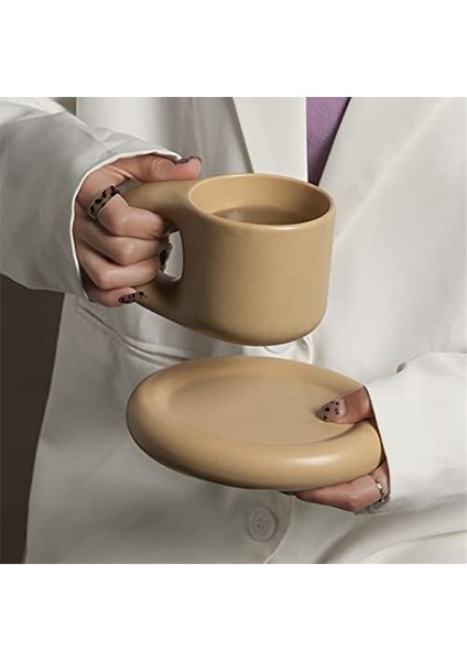 Seramik Kupa Tombul Kahve Kupa Sevimli Çay Bardağı Tabağı ile Yenilik Sevimli Yağ Kolu Bardak Seti Ev Dekor Ofis Için,запасные Части Для Кофемашины (Yurt Dışından) indirimleri